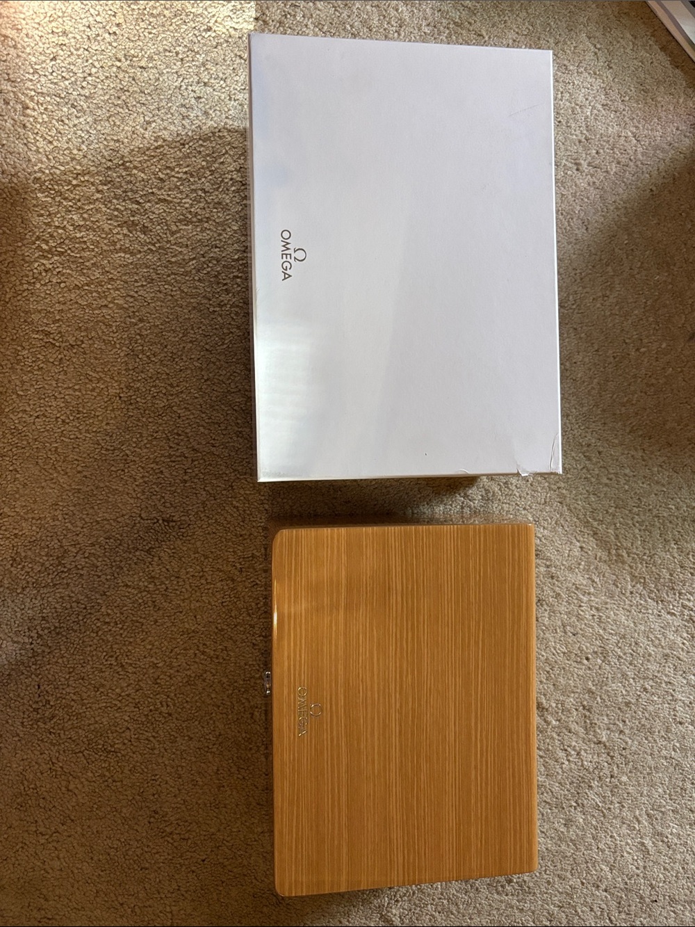 OMEGA Genuine Wooden Watch Presentation Box Case ONLY + Outer Box